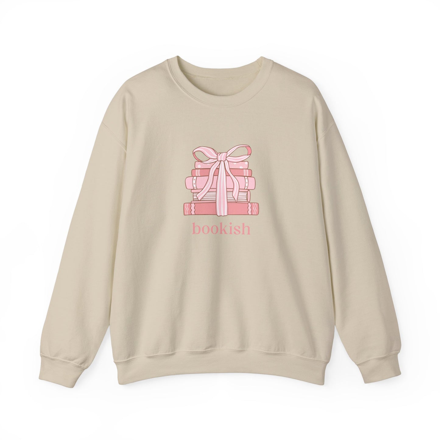 Bookish Girlie Pink Books Sweatshirt, Pink Bow and Books Sweatshirt, Gift for Book and Romance Lover, Cozy Book Reading Sweatshirt