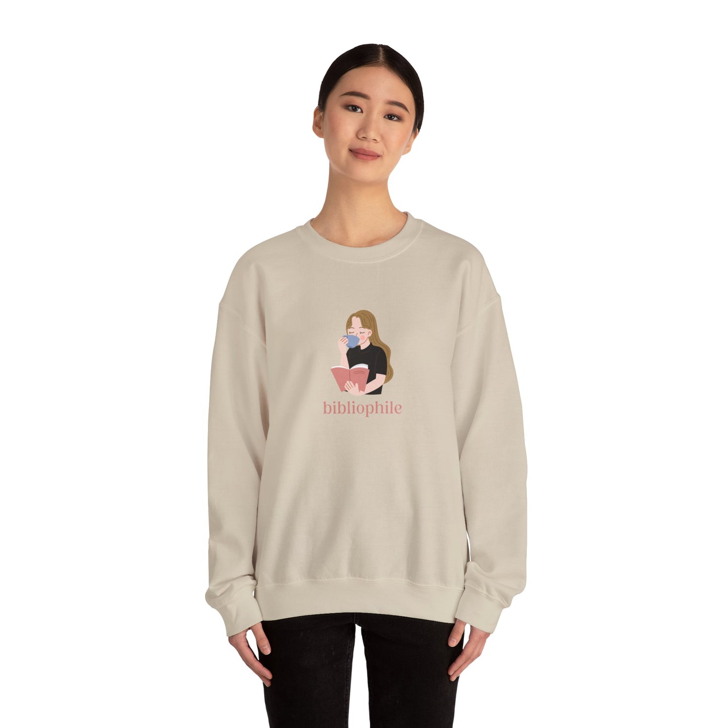 Bibliophile Girl Illustration Sweatshirt, Book Lover Sweatshirt, Reader Apparel, Bookish Gift Sweatshirt