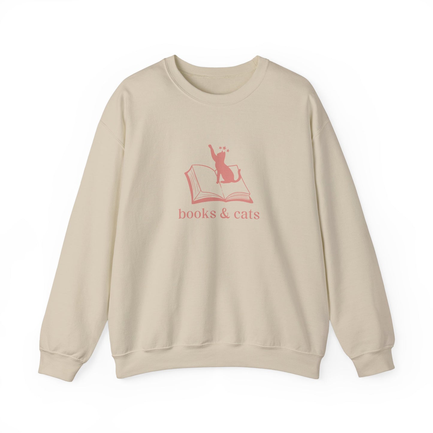 Books And Cats Illustration Sweatshirt, Book and Cat Lover Sweatshirt, Reader Apparel, Bookish Gift Sweatshirt, Cat Lover Apparel Gift