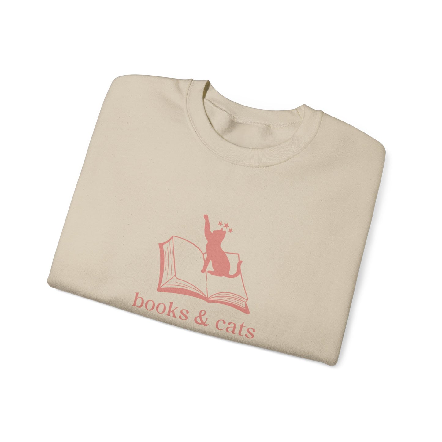 Books And Cats Illustration Sweatshirt, Book and Cat Lover Sweatshirt, Reader Apparel, Bookish Gift Sweatshirt, Cat Lover Apparel Gift