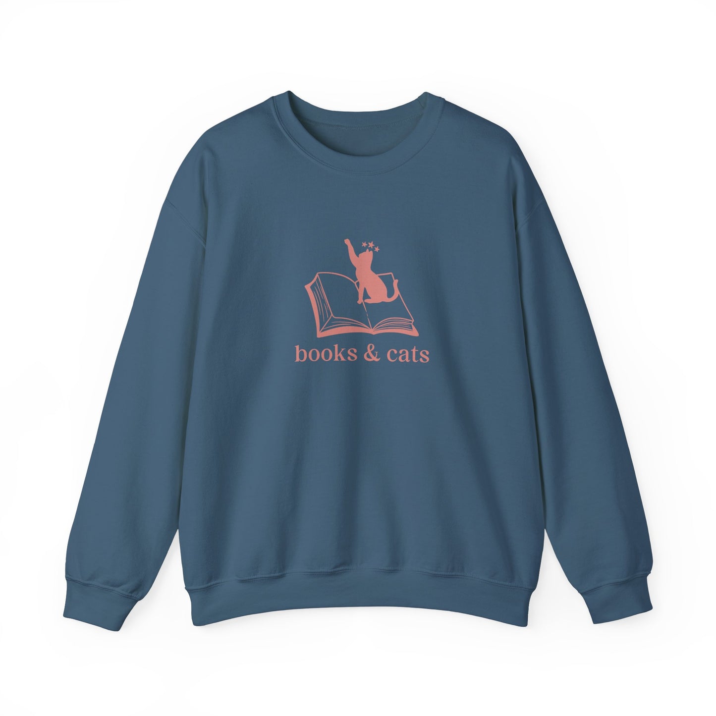 Books And Cats Illustration Sweatshirt, Book and Cat Lover Sweatshirt, Reader Apparel, Bookish Gift Sweatshirt, Cat Lover Apparel Gift