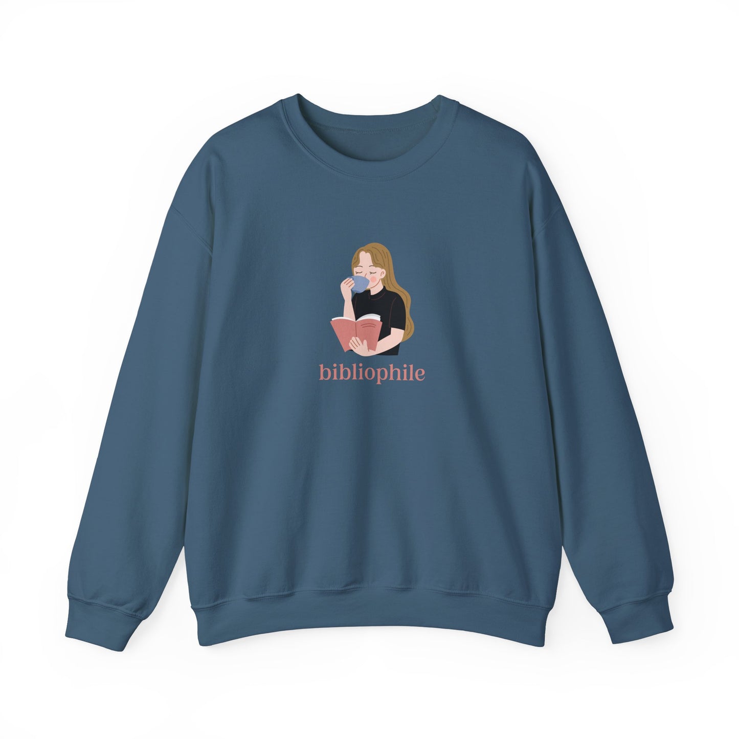 Bibliophile Girl Illustration Sweatshirt, Book Lover Sweatshirt, Reader Apparel, Bookish Gift Sweatshirt