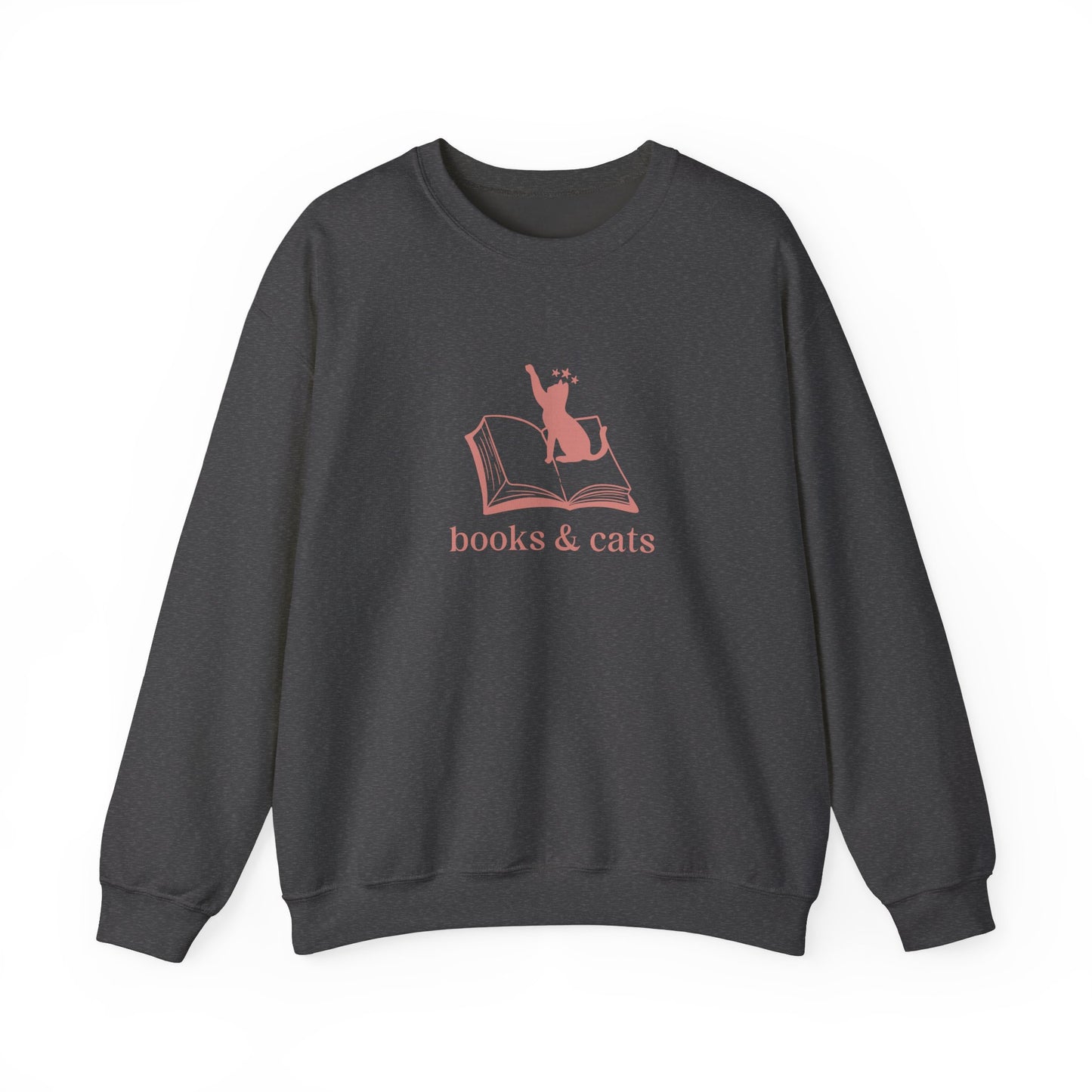 Books And Cats Illustration Sweatshirt, Book and Cat Lover Sweatshirt, Reader Apparel, Bookish Gift Sweatshirt, Cat Lover Apparel Gift