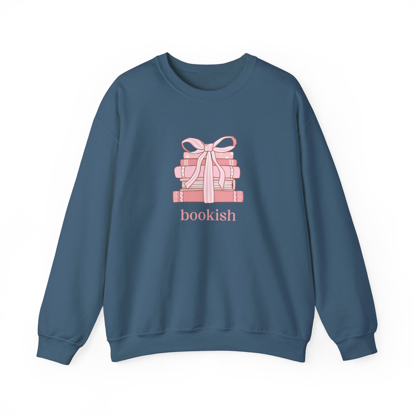Bookish Girlie Pink Books Sweatshirt, Pink Bow and Books Sweatshirt, Gift for Book and Romance Lover, Cozy Book Reading Sweatshirt