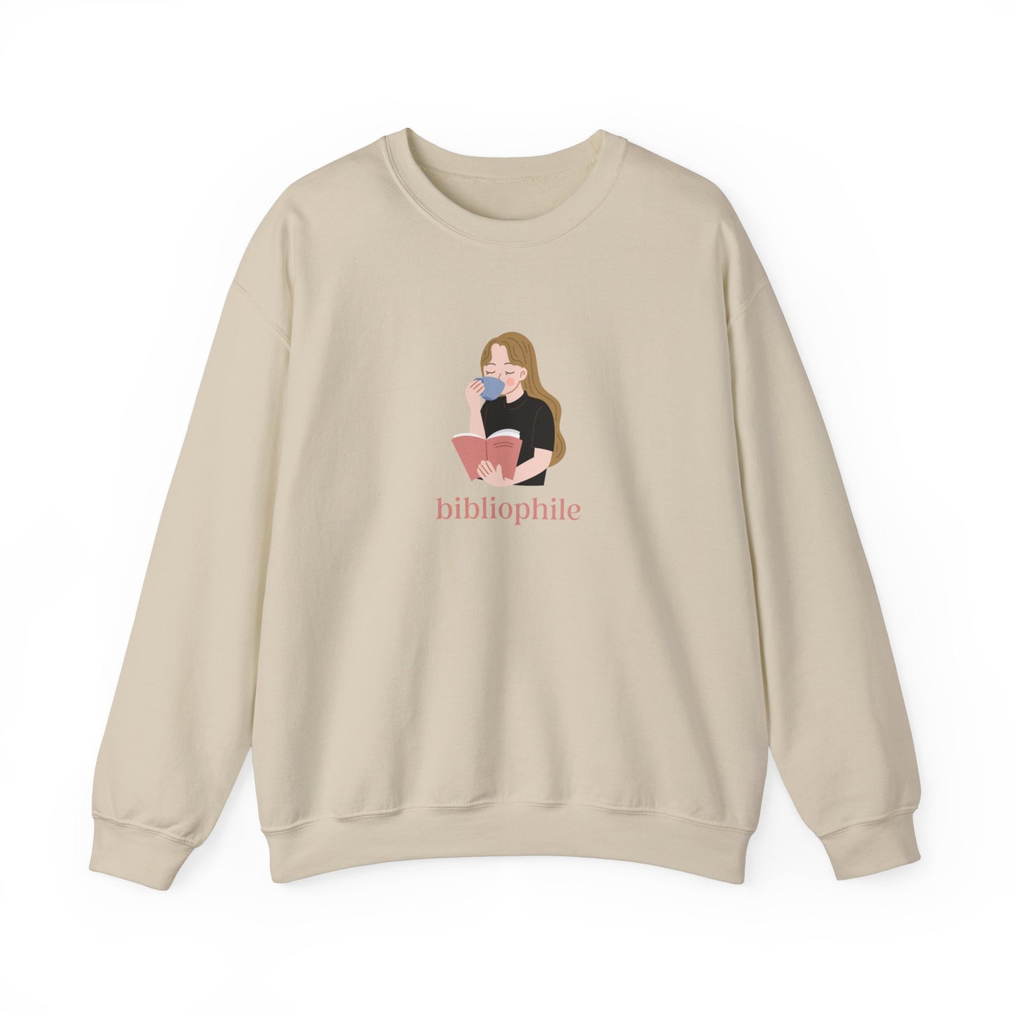 Bibliophile Girl Illustration Sweatshirt, Book Lover Sweatshirt, Reader Apparel, Bookish Gift Sweatshirt