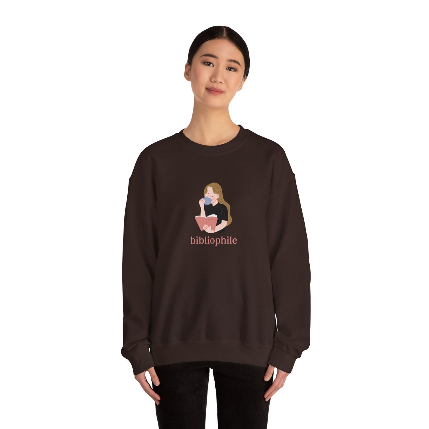 Bibliophile Girl Illustration Sweatshirt, Book Lover Sweatshirt, Reader Apparel, Bookish Gift Sweatshirt