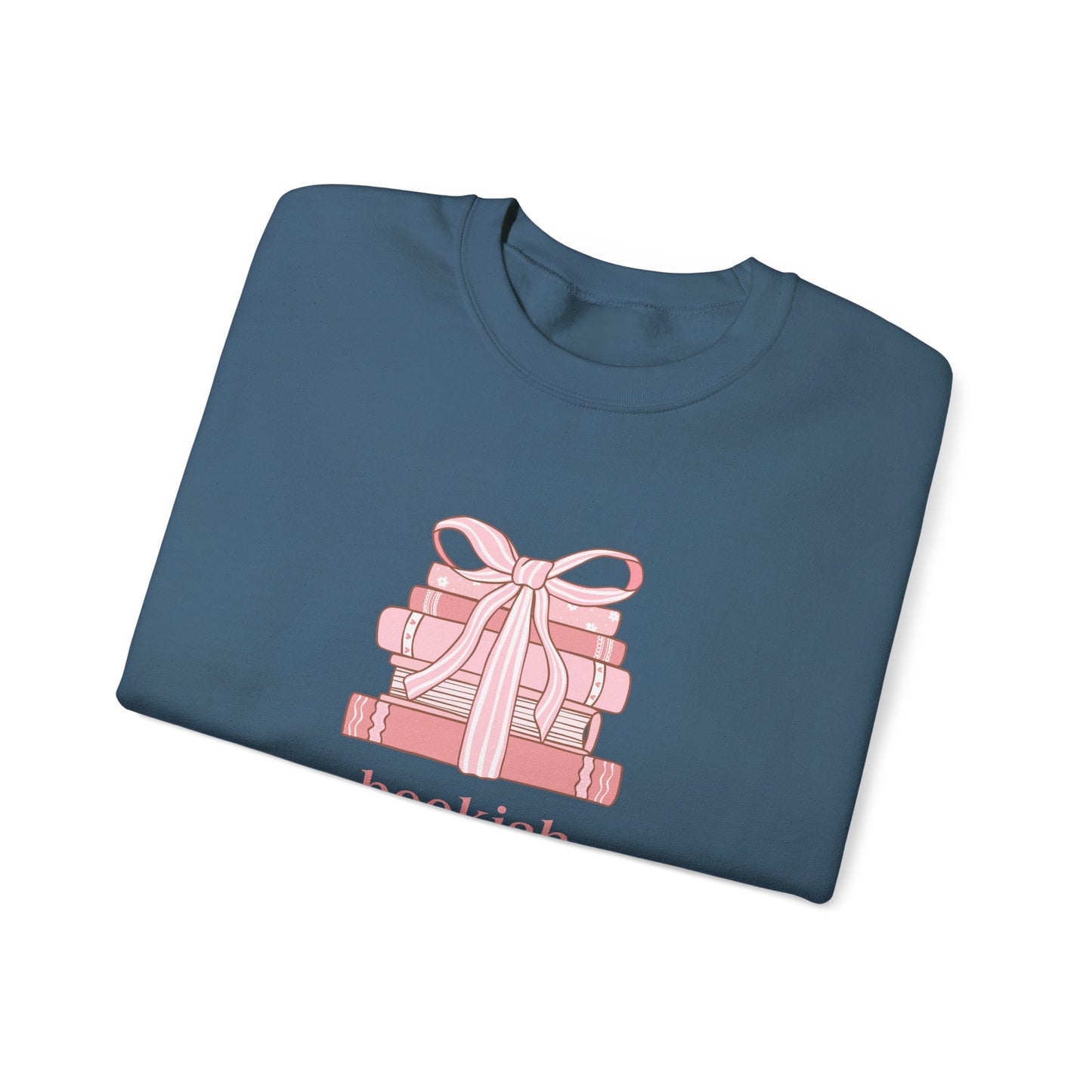 Bookish Girlie Pink Books Sweatshirt, Pink Bow and Books Sweatshirt, Gift for Book and Romance Lover, Cozy Book Reading Sweatshirt