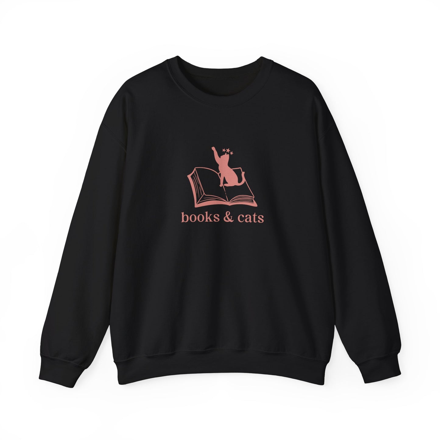 Books And Cats Illustration Sweatshirt, Book and Cat Lover Sweatshirt, Reader Apparel, Bookish Gift Sweatshirt, Cat Lover Apparel Gift