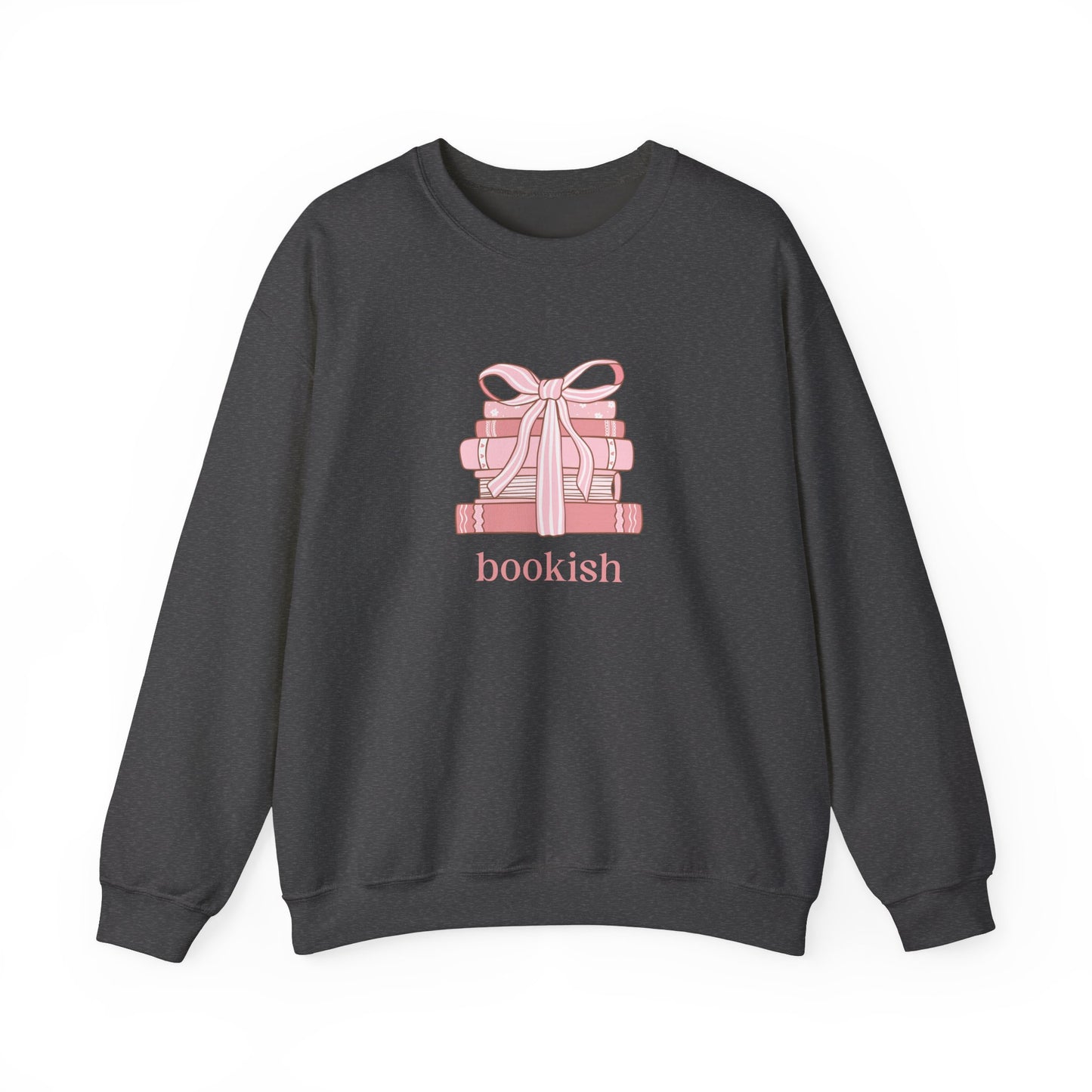 Bookish Girlie Pink Books Sweatshirt, Pink Bow and Books Sweatshirt, Gift for Book and Romance Lover, Cozy Book Reading Sweatshirt