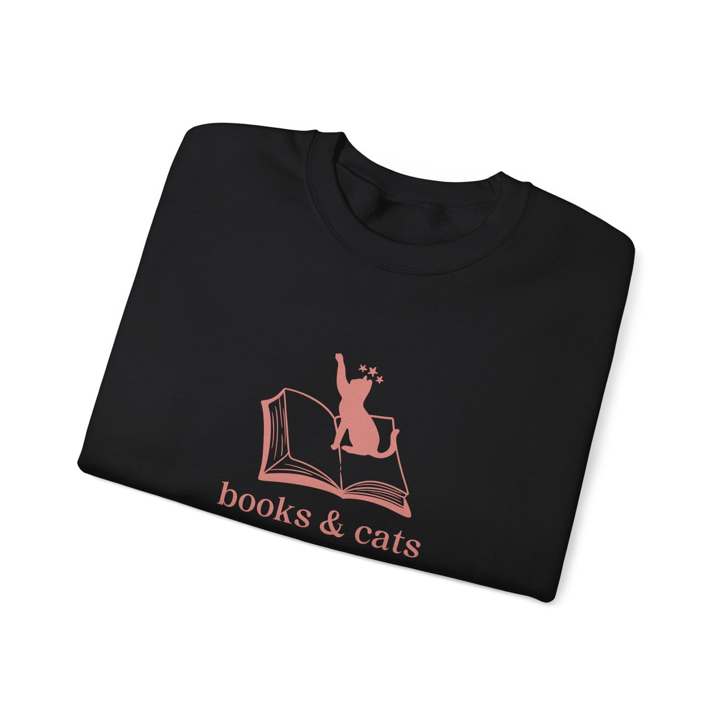 Books And Cats Illustration Sweatshirt, Book and Cat Lover Sweatshirt, Reader Apparel, Bookish Gift Sweatshirt, Cat Lover Apparel Gift