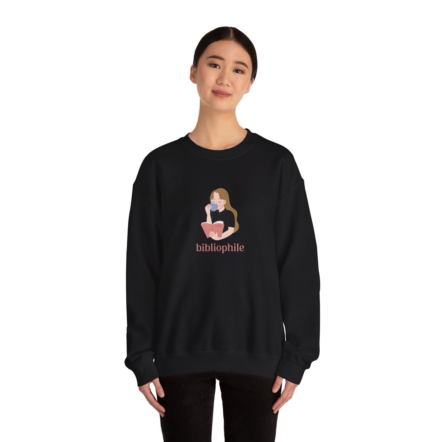 Bibliophile Girl Illustration Sweatshirt, Book Lover Sweatshirt, Reader Apparel, Bookish Gift Sweatshirt