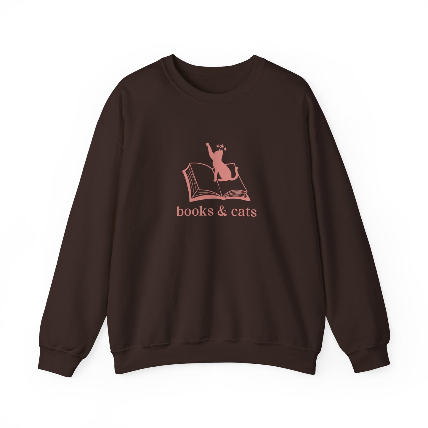 Books And Cats Illustration Sweatshirt, Book and Cat Lover Sweatshirt, Reader Apparel, Bookish Gift Sweatshirt, Cat Lover Apparel Gift